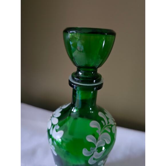 11" Hand Painted Hand Blown Glass Bottle - Picture 7 of 12